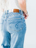Judy Blue High Waist Retro Wide Jeans With Quilt Stitching - Whiskey Skies - JUDY BLUE