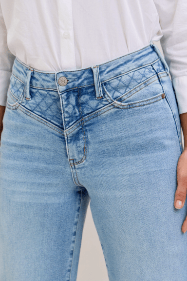 Judy Blue High Waist Retro Wide Jeans With Quilt Stitching - Whiskey Skies - JUDY BLUE