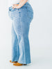 Judy Blue High Waist Retro Wide Jeans With Quilt Stitching - Whiskey Skies - JUDY BLUE