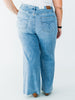Judy Blue High Waist Retro Wide Jeans With Quilt Stitching - Whiskey Skies - JUDY BLUE