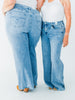 Judy Blue High Waist Retro Wide Jeans With Quilt Stitching - Whiskey Skies - JUDY BLUE