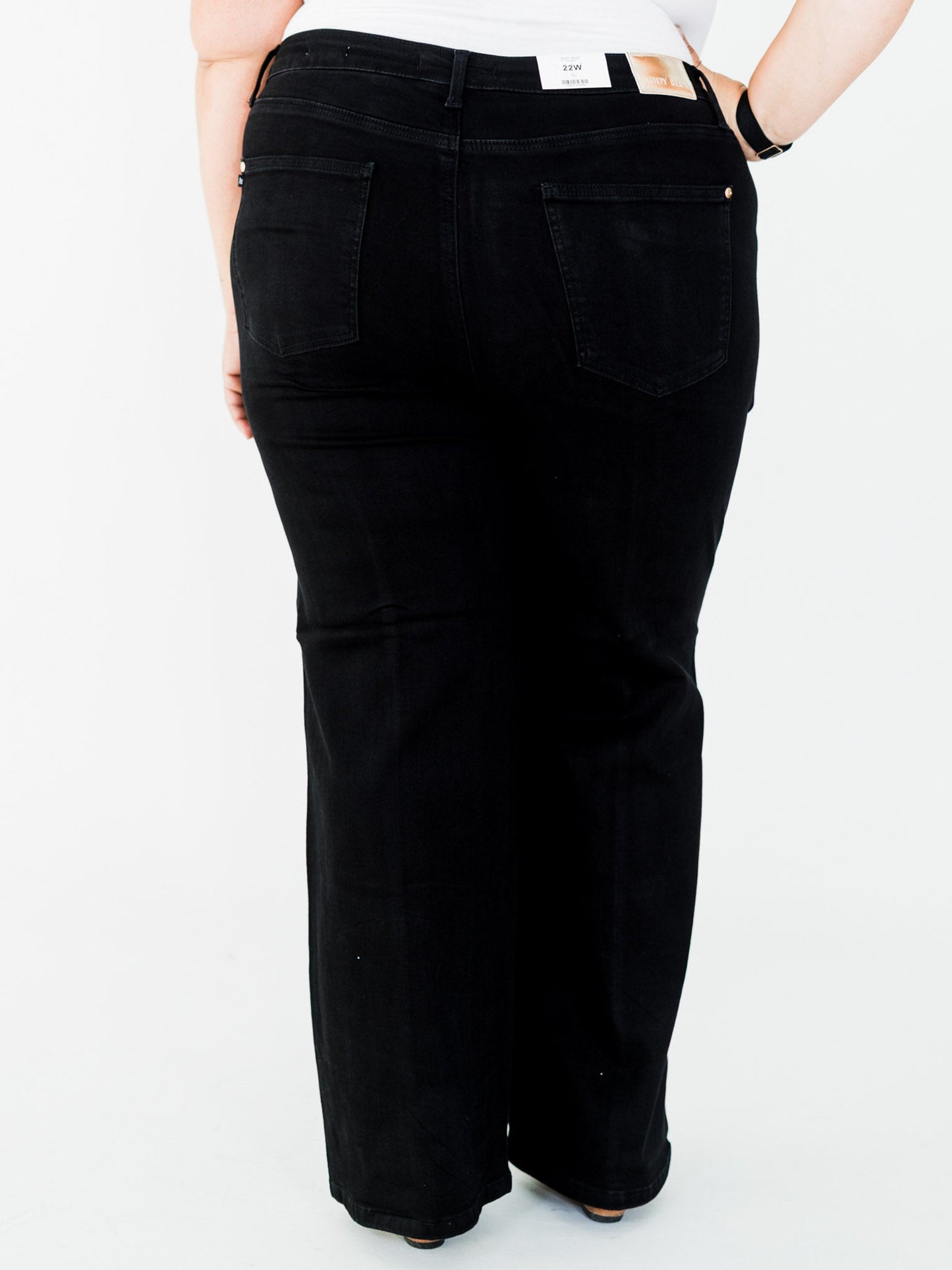 Judy Blue High Waist Retro Wide Leg Black Jeans - Whiskey Skies - JUDY BLUE