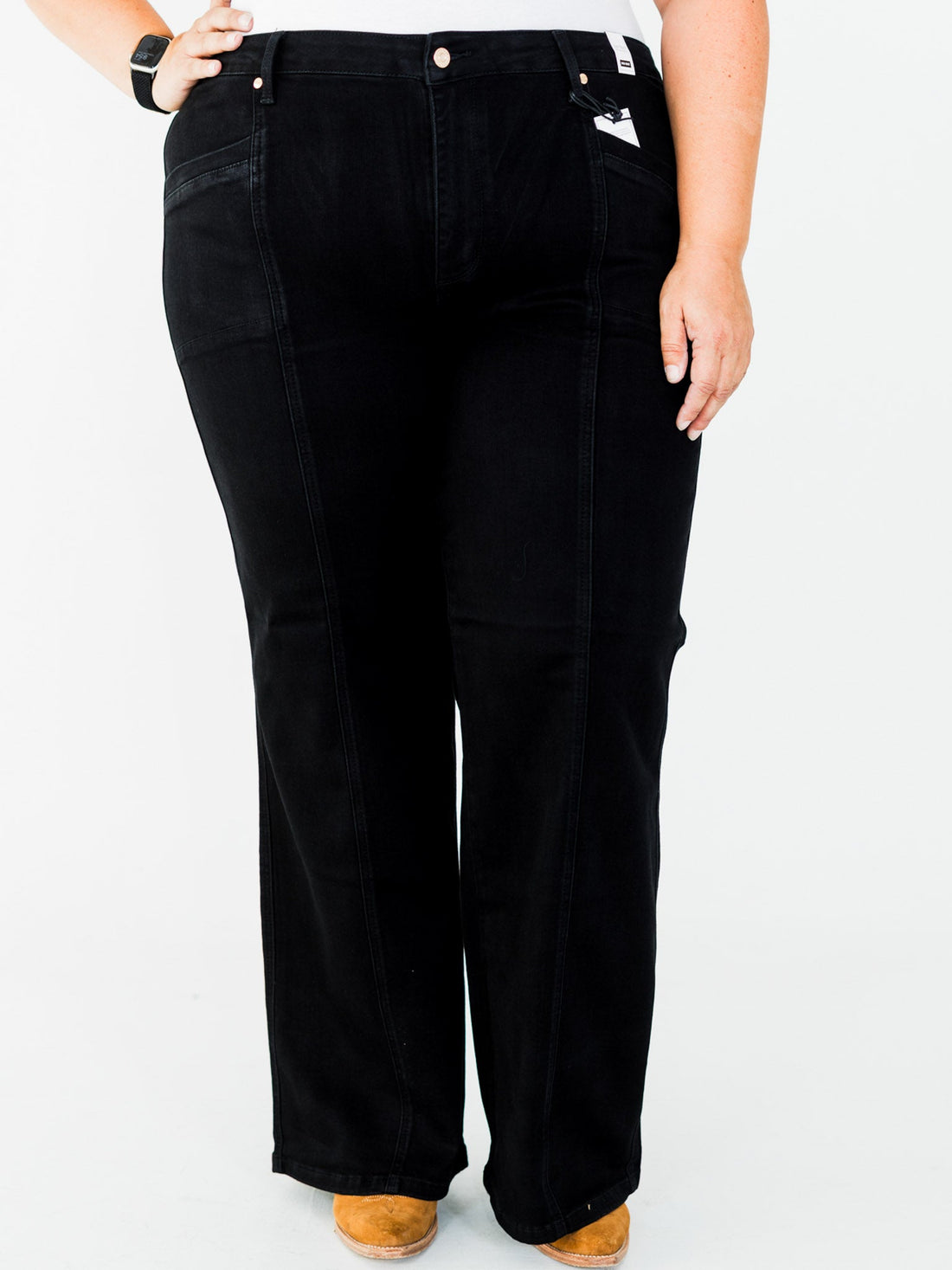 Judy Blue High Waist Retro Wide Leg Black Jeans - Whiskey Skies - JUDY BLUE