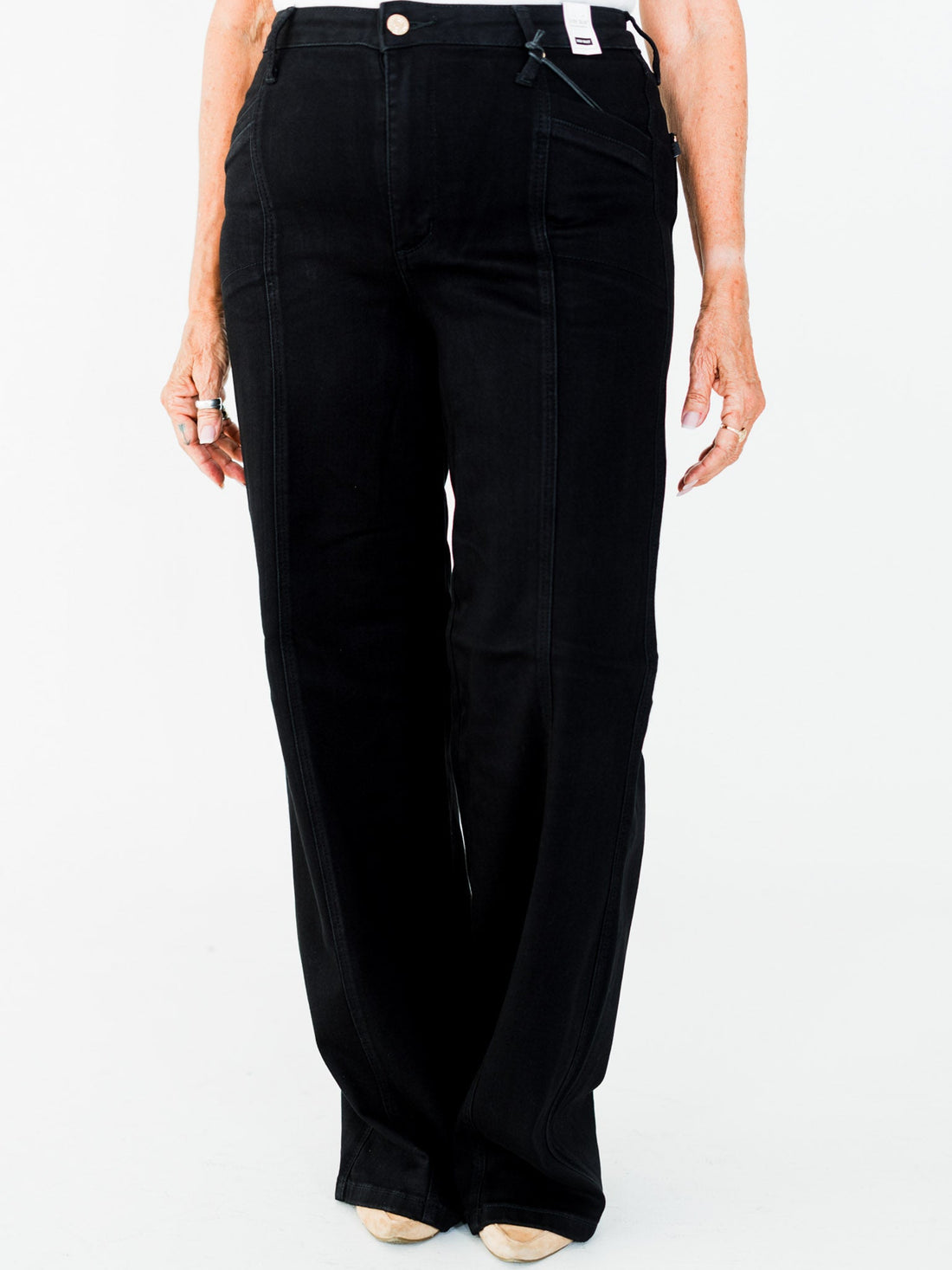 Judy Blue High Waist Retro Wide Leg Black Jeans - Whiskey Skies - JUDY BLUE