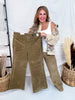 Judy Blue High Waist Retro Wide Leg Corduroy Pants In Olive - Whiskey Skies - JUDY BLUE