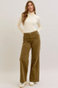 Judy Blue High Waist Retro Wide Leg Corduroy Pants In Olive - Whiskey Skies - JUDY BLUE