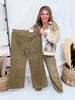 Judy Blue High Waist Retro Wide Leg Corduroy Pants In Olive - Whiskey Skies - JUDY BLUE