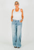 Judy Blue High - Waist Retro Wide Leg Criss Cross Waist Band Jeans - Whiskey Skies - JUDY BLUE