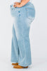 Judy Blue High - Waist Retro Wide Leg Criss Cross Waist Band Jeans - Whiskey Skies - JUDY BLUE