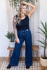 Judy Blue High - Waist Retro Wide Leg Jeans W/ Patch Pockets & Twisted Seams - Whiskey Skies - JUDY BLUE