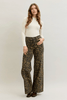 Judy Blue High - Waist Retro Wide Leg Leopard Print Jeans - Whiskey Skies - JUDY BLUE
