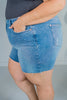 Judy Blue High Waist Rhinestone Embellished Cut Off Shorts - Whiskey Skies - JUDY BLUE