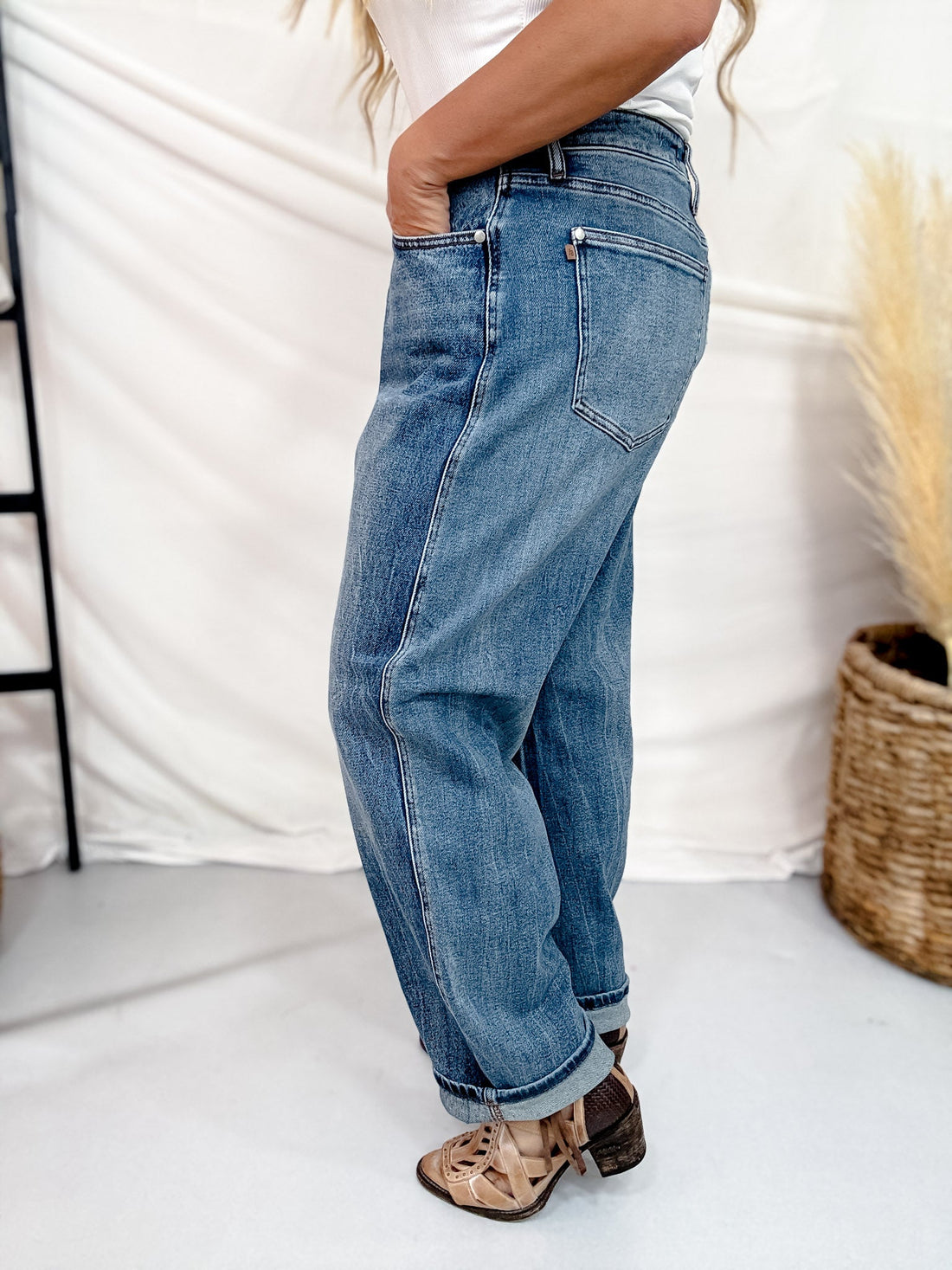 Judy Blue High Waist Rigid Magic Arc Leg Jeans - Whiskey Skies - JUDY BLUE