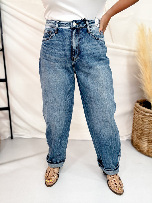 Judy Blue High Waist Rigid Magic Arc Leg Jeans - Whiskey Skies - JUDY BLUE