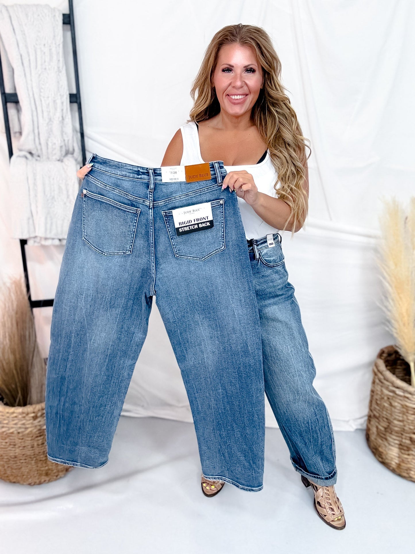 Judy Blue High Waist Rigid Magic Arc Leg Jeans - Whiskey Skies - JUDY BLUE