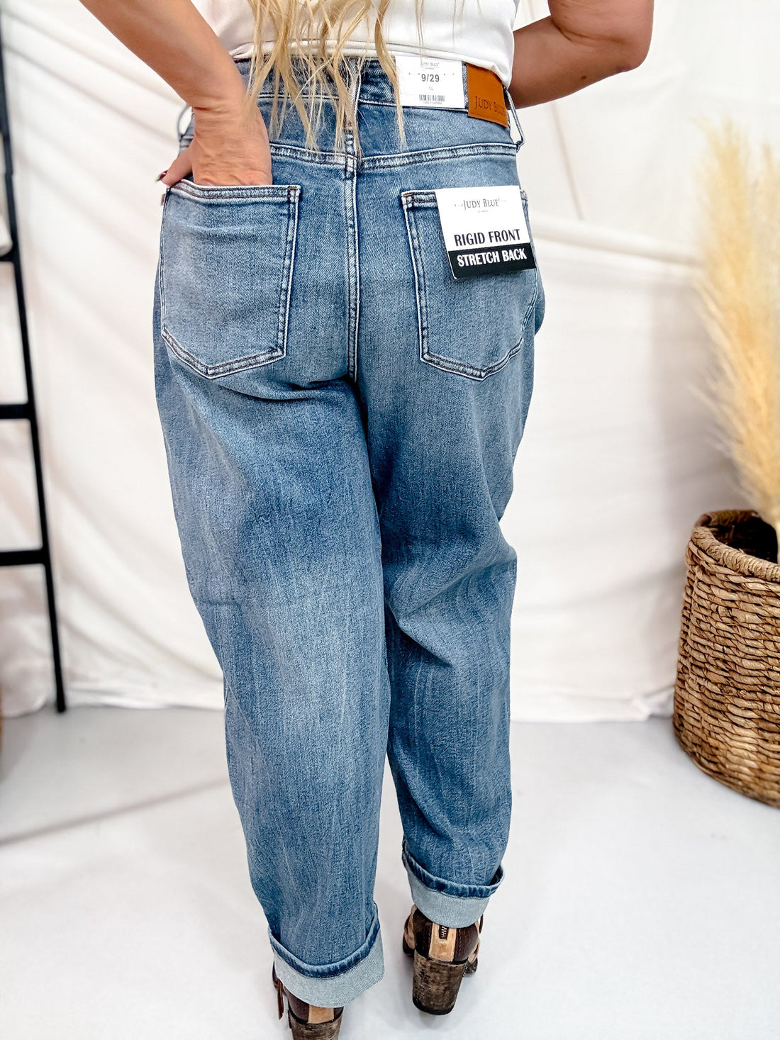 Judy Blue High Waist Rigid Magic Arc Leg Jeans - Whiskey Skies - JUDY BLUE