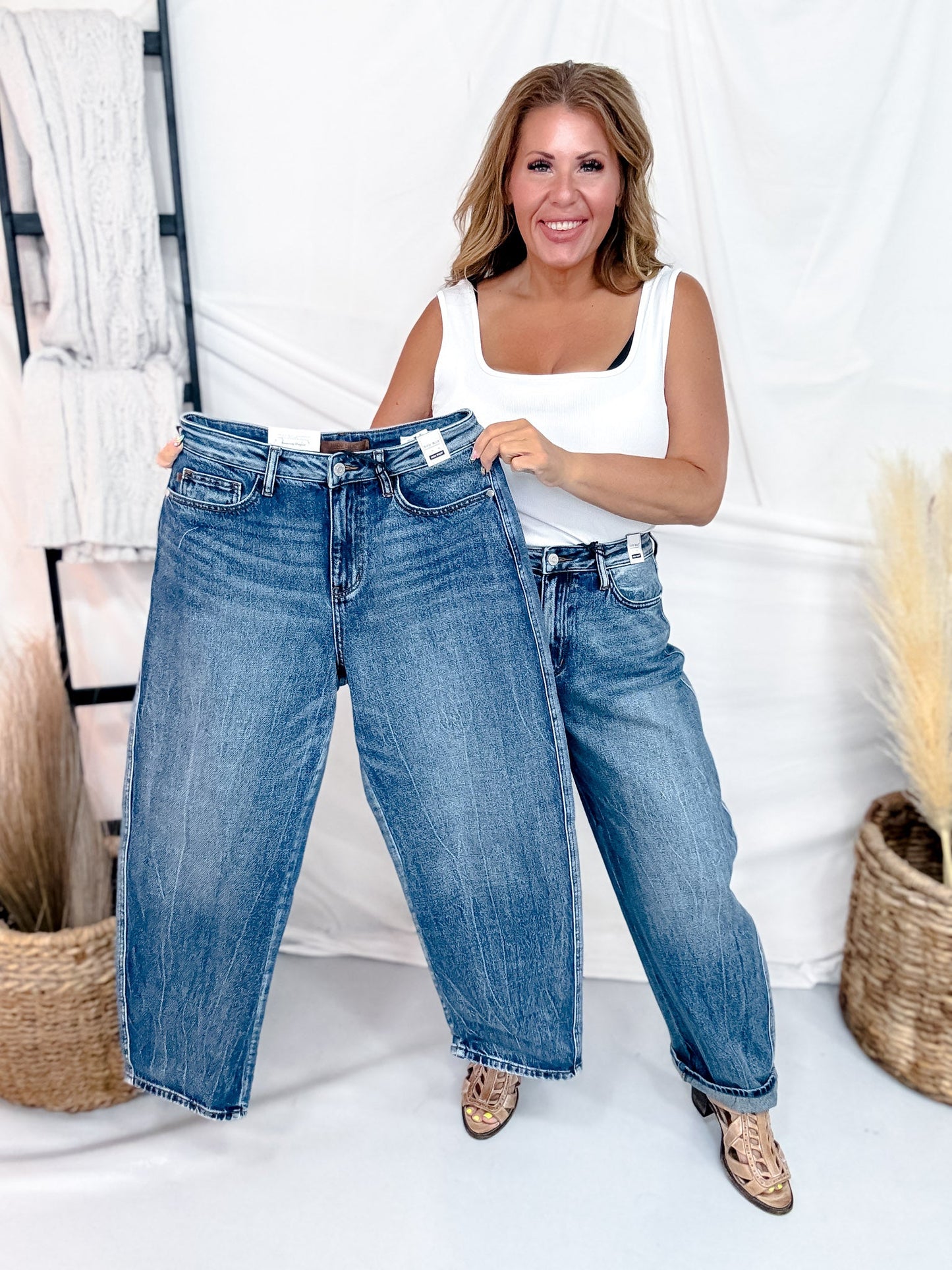 Judy Blue High Waist Rigid Magic Arc Leg Jeans - Whiskey Skies - JUDY BLUE