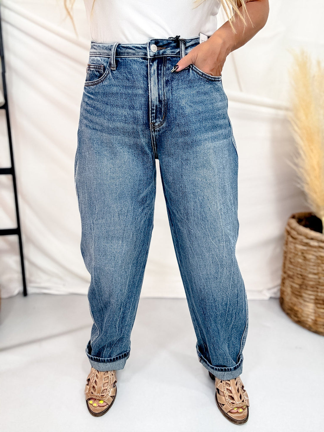 Judy Blue High Waist Rigid Magic Arc Leg Jeans - Whiskey Skies - JUDY BLUE