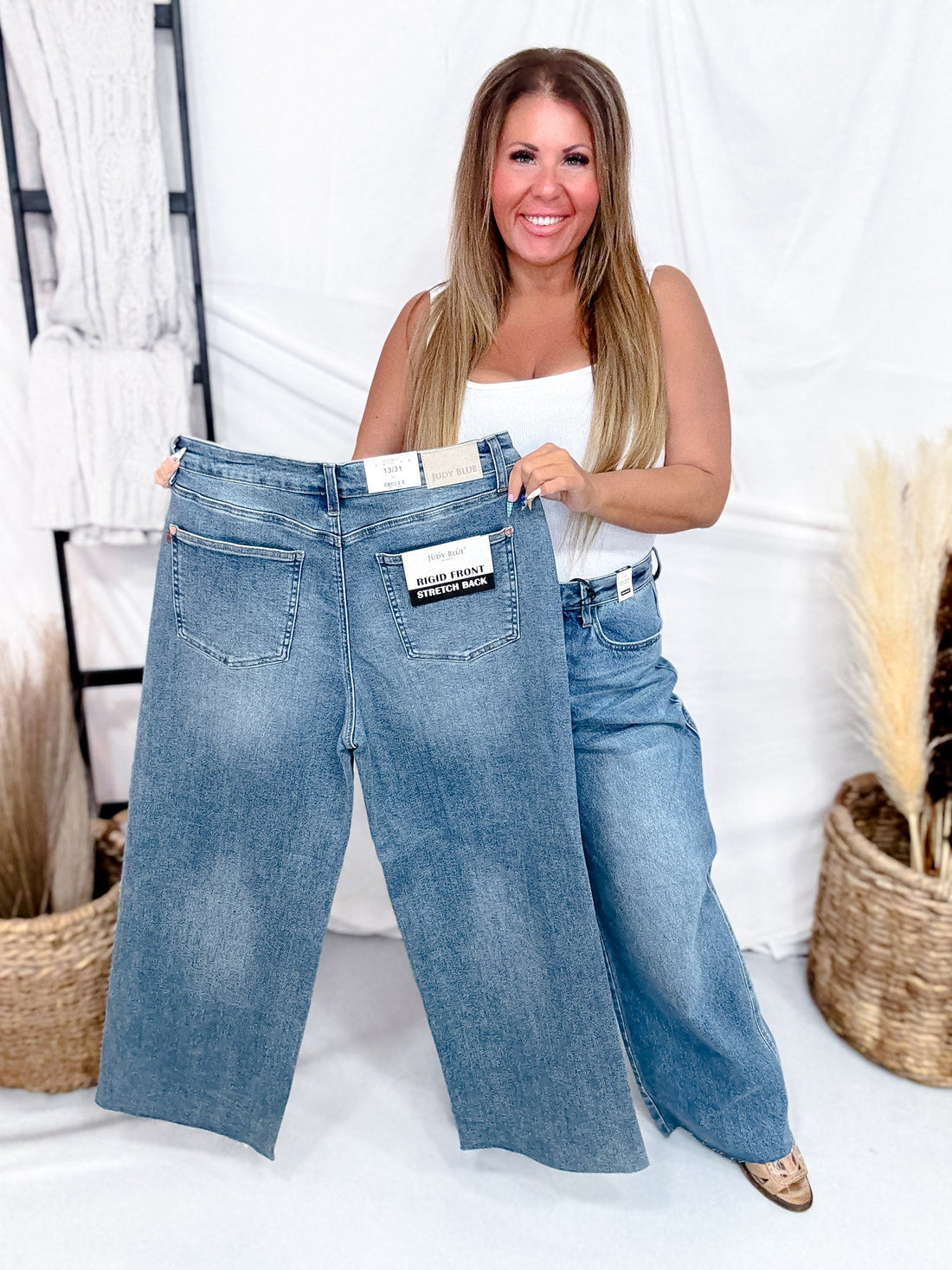 Judy Blue High Waist Rigid Magic Baggy Wilhemina Jeans - Whiskey Skies - JUDY BLUE