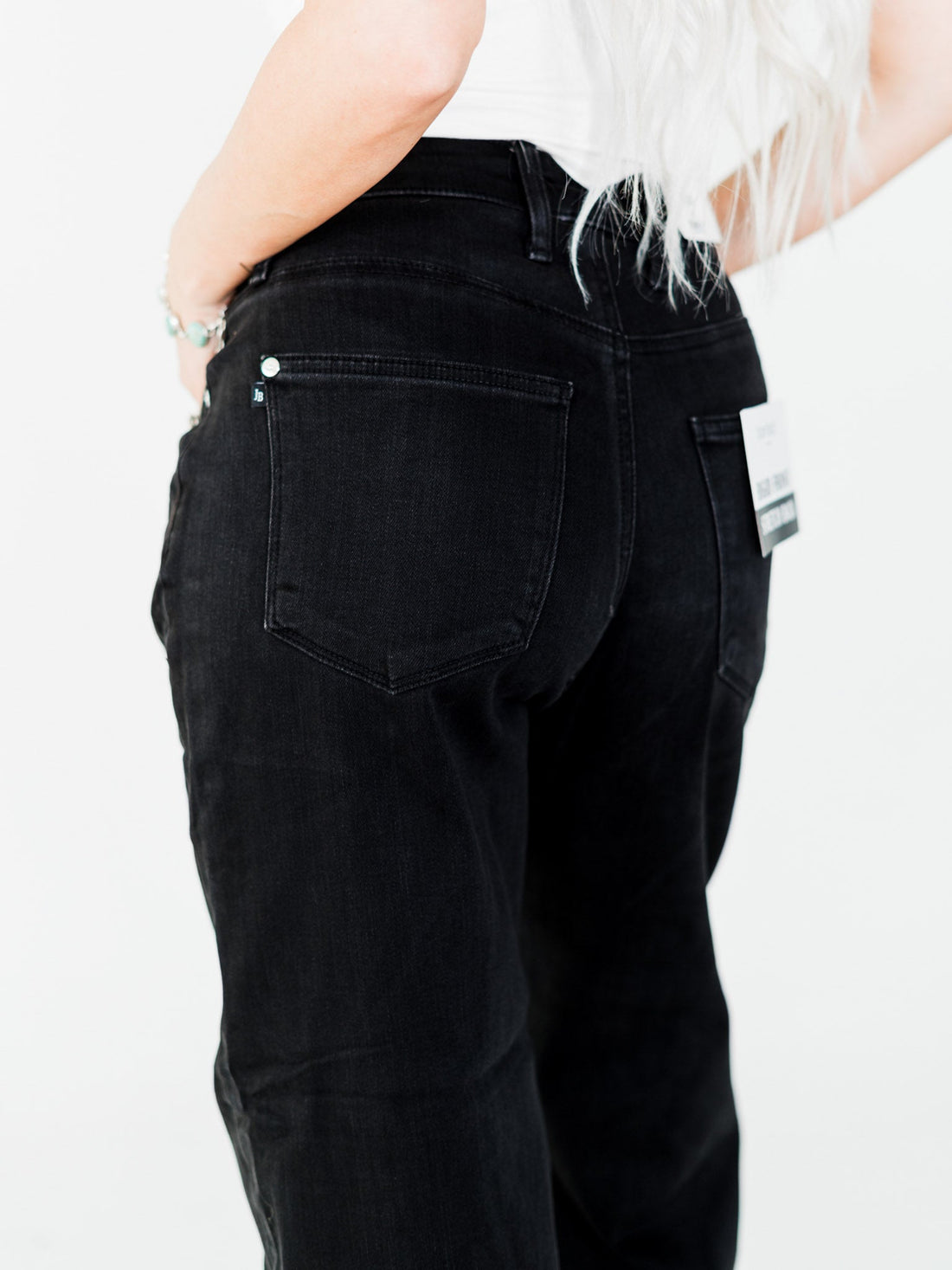 Judy Blue High Waist Rigid Magic Barrel Black Denim Arc Trousers - Whiskey Skies - JUDY BLUE