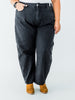 Judy Blue High Waist Rigid Magic Barrel Black Denim Arc Trousers - Whiskey Skies - JUDY BLUE