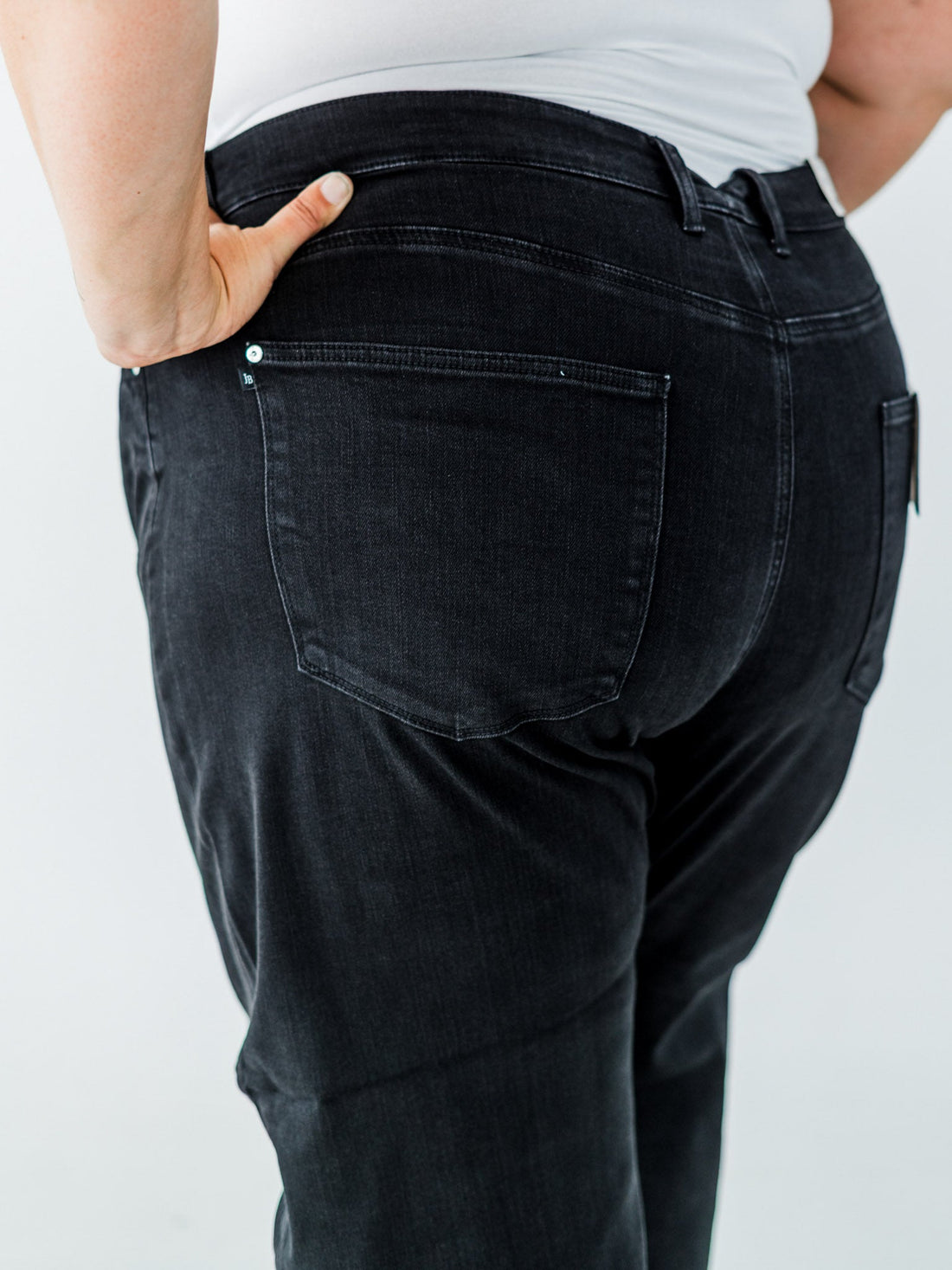 Judy Blue High Waist Rigid Magic Barrel Black Denim Arc Trousers - Whiskey Skies - JUDY BLUE