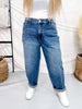 Judy Blue High Waist Rigid Magic Barrel Leg Jeans - Whiskey Skies - JUDY BLUE