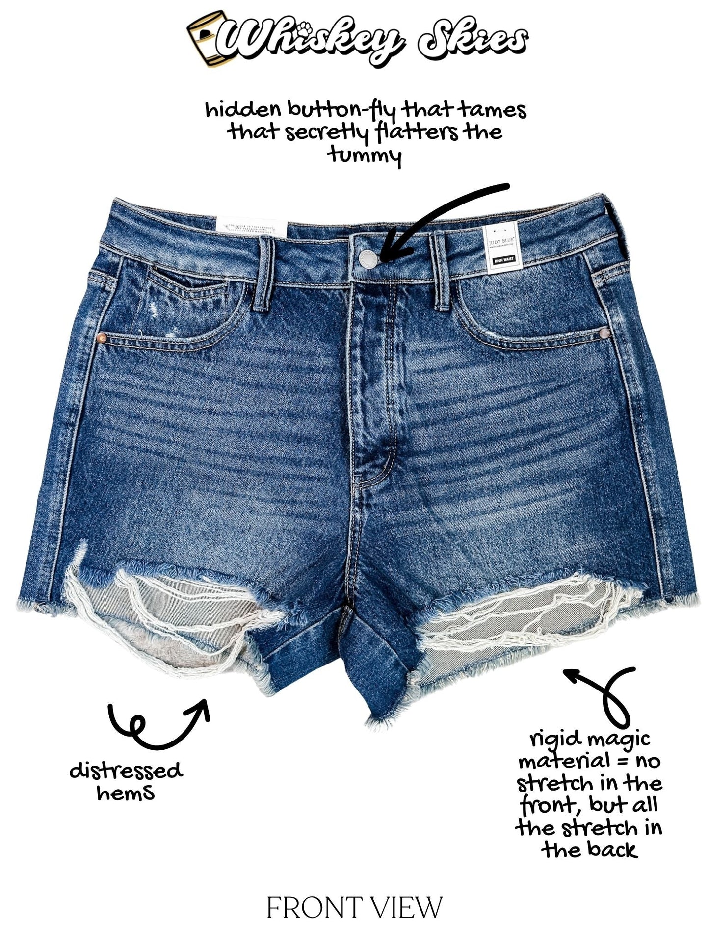 Judy Blue High Waist Rigid Magic Cutoff Shorts - Whiskey Skies - JUDY BLUE