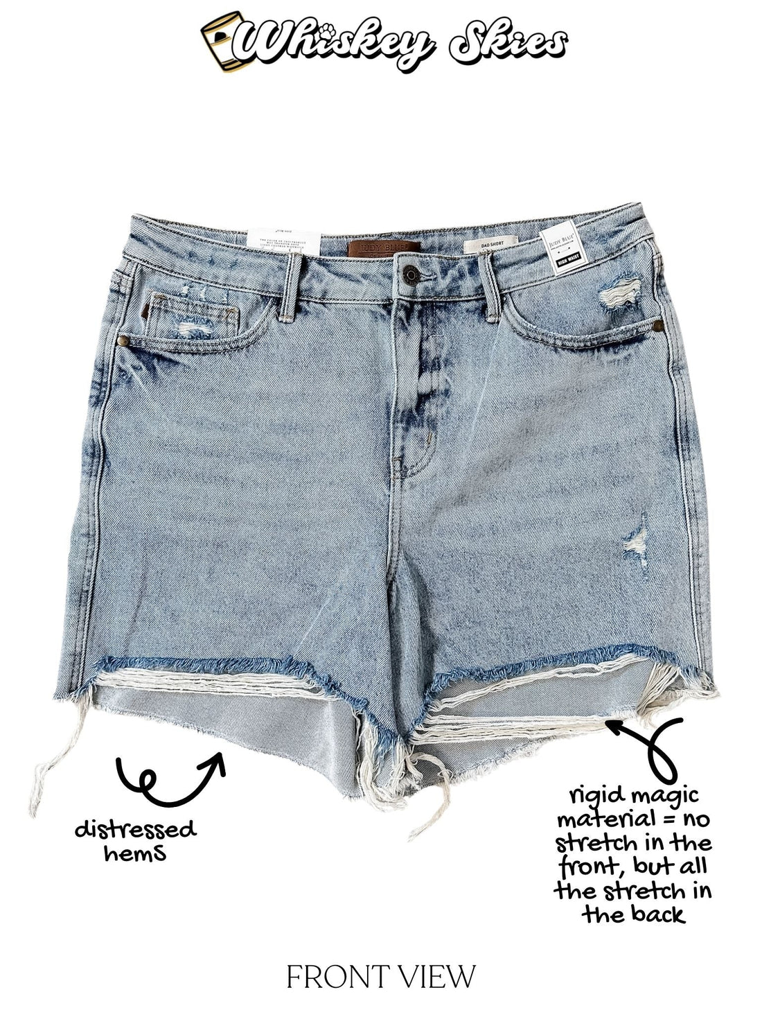 Judy Blue High Waist Rigid Magic Dad Shorts W/ Cell Phone Pocket - Whiskey Skies - JUDY BLUE