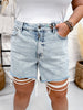 Judy Blue High Waist Rigid Magic Dad Shorts W/ Cell Phone Pocket - Whiskey Skies - JUDY BLUE