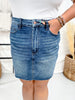 Judy Blue High Waist Rigid Magic Dark Wash Denim Skirt - Whiskey Skies - JUDY BLUE