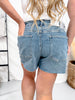 Judy Blue High - Waist Rigid Magic Denim Shorts W/ Studding Details - Whiskey Skies - JUDY BLUE
