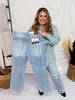 Judy Blue High Waist Rigid Magic Destroy 90's Straight Jeans - Whiskey Skies - JUDY BLUE