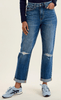 Judy Blue High Waist Rigid Magic Distressed Boyfriend Jeans - Whiskey Skies - JUDY BLUE