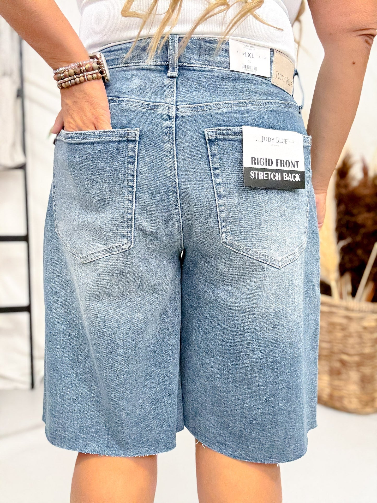 Judy Blue High Waist Rigid Magic Jorts - Whiskey Skies - JUDY BLUE