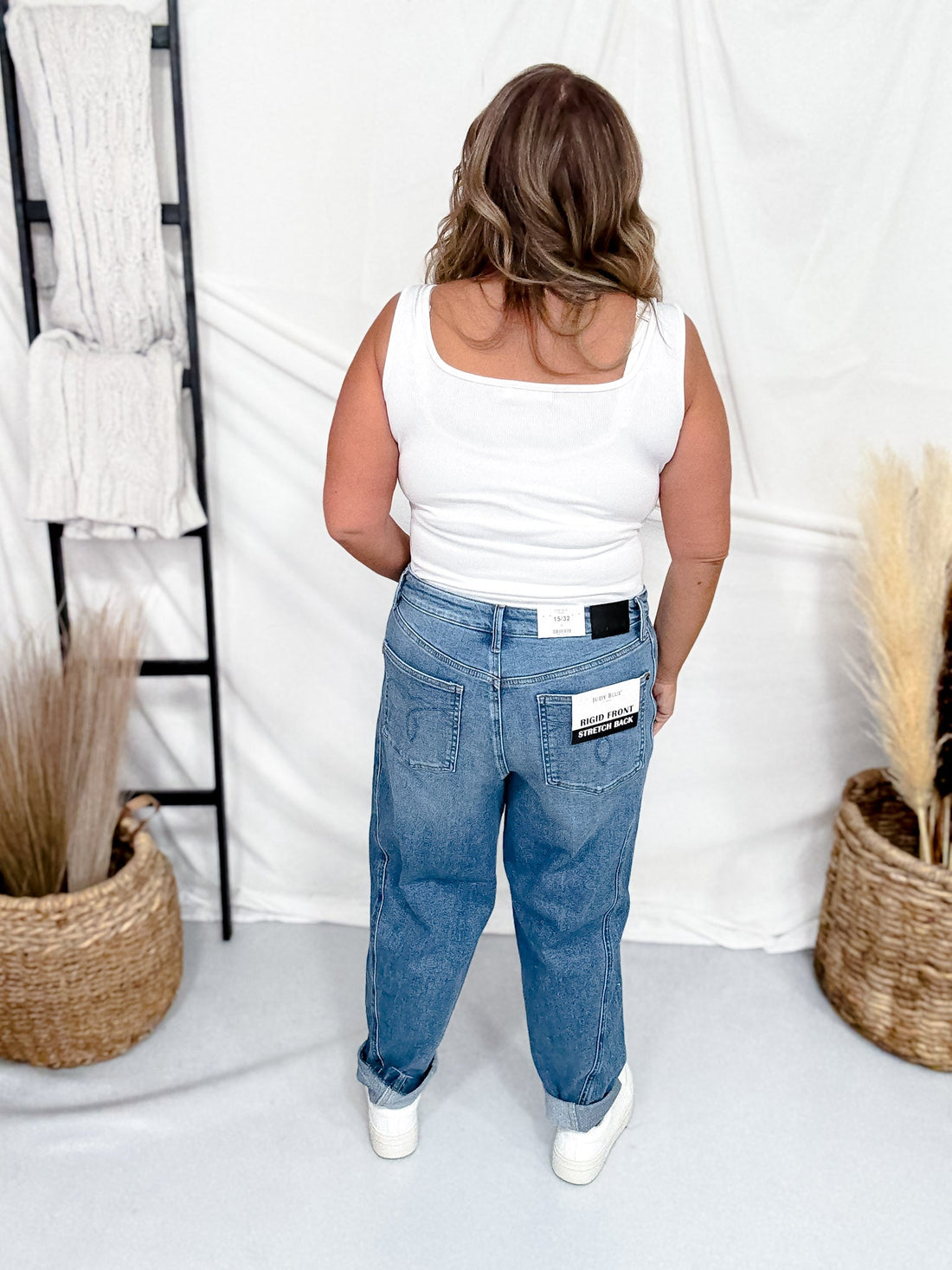 Judy Blue High - Waist Rigid Magic Panel Barrel Jeans - Whiskey Skies - JUDY BLUE