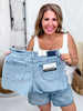 Judy Blue High Waist Rigid Magic Shorts With Raw Side Seams - Whiskey Skies - JUDY BLUE