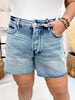 Judy Blue High Waist Rigid Magic Shorts With Raw Side Seams - Whiskey Skies - JUDY BLUE