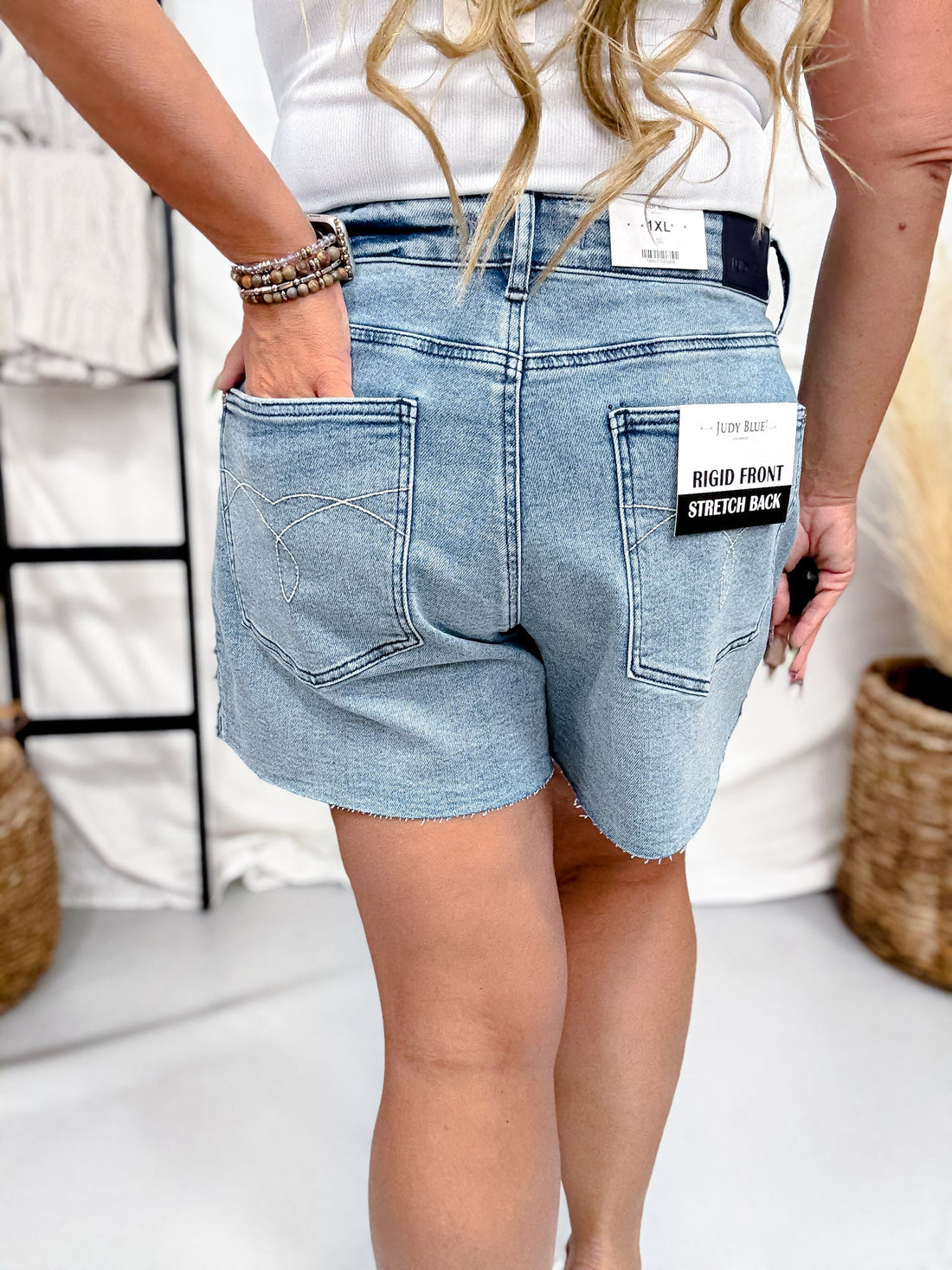 Judy Blue High Waist Rigid Magic Shorts With Raw Side Seams - Whiskey Skies - JUDY BLUE