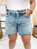 Judy Blue High Waist Rigid Magic Shorts With Raw Side Seams - Whiskey Skies - JUDY BLUE
