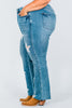 Judy Blue High - Waist Rigid Magic Star Distressed 90's Straight Jeans - Whiskey Skies - JUDY BLUE