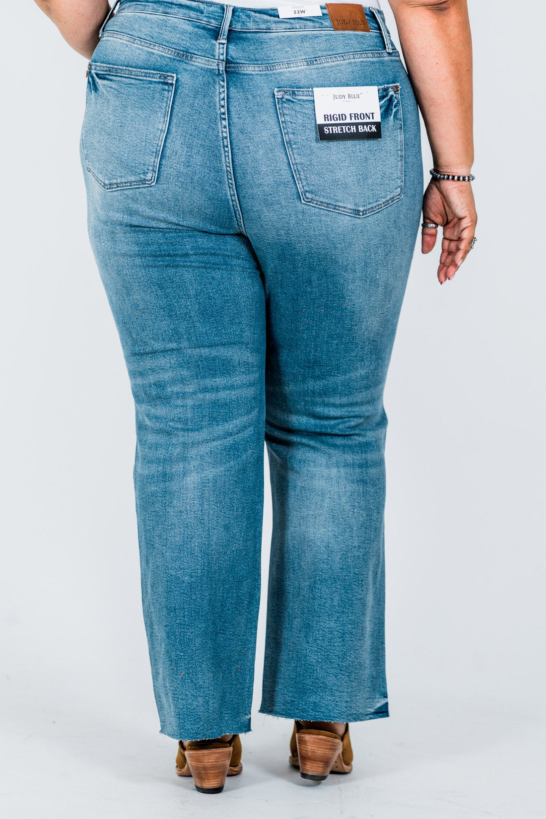 Judy Blue High - Waist Rigid Magic Star Distressed 90's Straight Jeans - Whiskey Skies - JUDY BLUE
