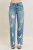 Judy Blue High - Waist Rigid Magic Star Distressed 90's Straight Jeans - Whiskey Skies - JUDY BLUE