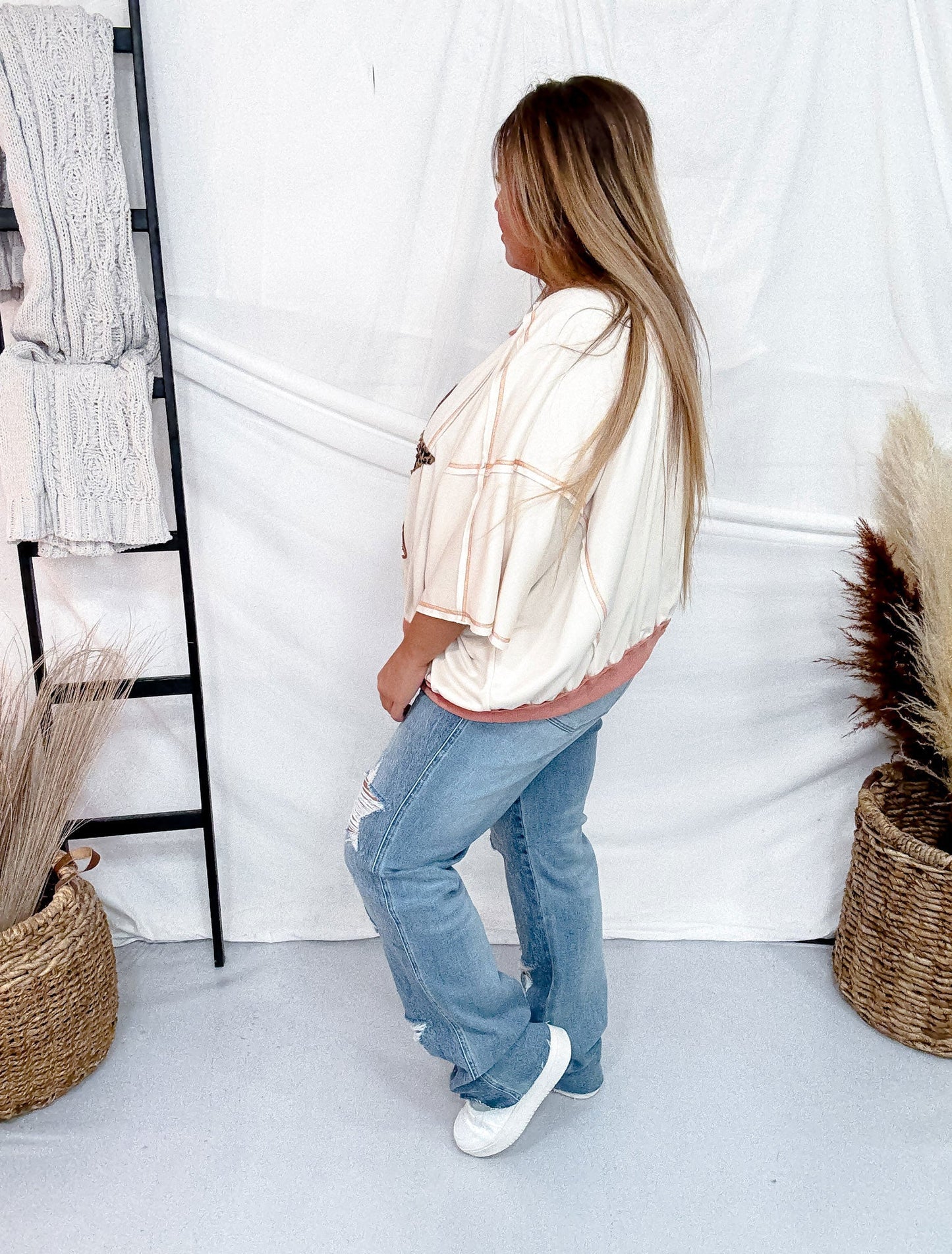 Judy Blue High - Waist Rigid Magic Star Distressed 90's Straight Jeans - Whiskey Skies - JUDY BLUE