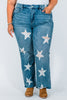 Judy Blue High - Waist Rigid Magic Star Distressed 90's Straight Jeans - Whiskey Skies - JUDY BLUE