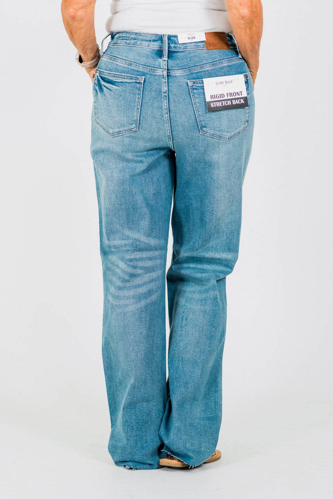 Judy Blue High - Waist Rigid Magic Star Distressed 90's Straight Jeans - Whiskey Skies - JUDY BLUE