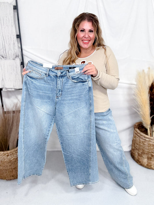 Judy Blue High - Waist Rigid Magic Twisted Side Seam Jeans - Whiskey Skies - JUDY BLUE