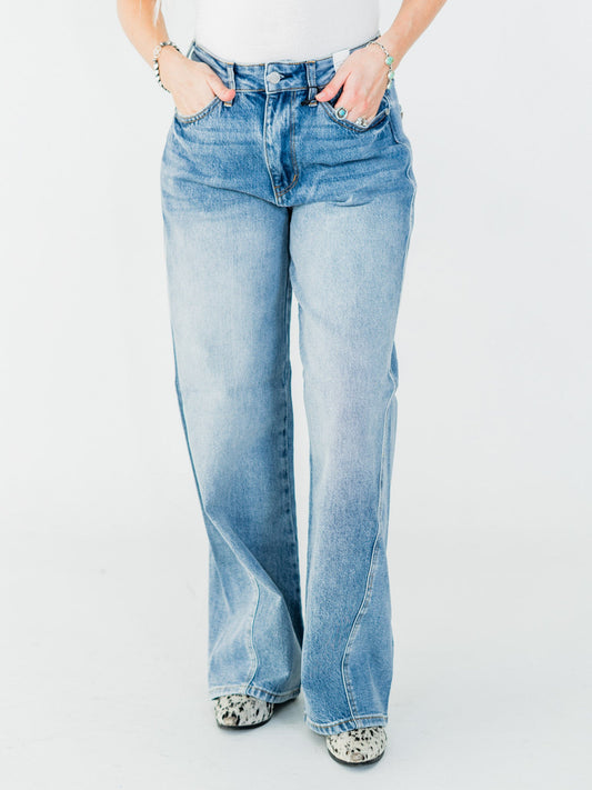 Judy Blue High - Waist Rigid Magic Twisted Side Seam Jeans - Whiskey Skies - JUDY BLUE