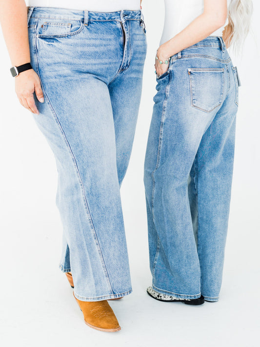 Judy Blue High - Waist Rigid Magic Twisted Side Seam Jeans - Whiskey Skies - JUDY BLUE