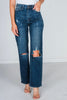 Judy Blue High Waist Ripped Knee Dad Jeans - Whiskey Skies - JUDY BLUE